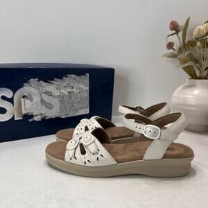 SAS Duo Laser Cut Leather Sandal Halo White 2175548 Women's 7 Narrow NWB